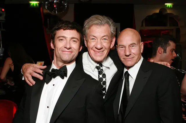 Hugh Jakcman, Ian McKellen y Patrick Stewart 